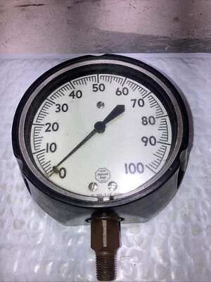 Vintage Acco Helicoid Pressure Gauge 0-100-1LB Large 4 1/2” Dial Steam Punk - Image 1 of 4