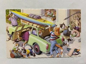 Vintage Alfred Mainzer Katzen Kätzchen Farbdruck Postkarte Belgien 4977 Urlaub Auto - Bild 1 von 2