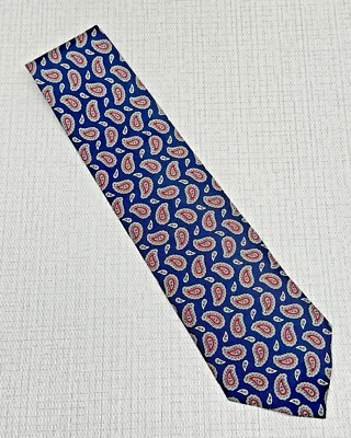 Corbata vintage Oscar De La Renta 100 % seda azul cachemira clásica AOP Foto 1 de 4