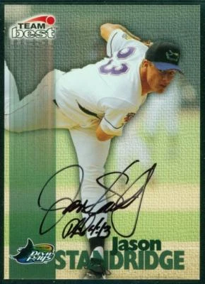 Original Autograph of Jason Standridge of the Devil Rays on a 1999 Team Best - Image 1 of 2