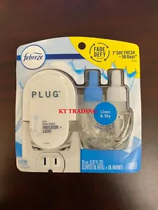 Febreze Light PLUG SCENTED OIL REFILL & WARMER Air Odor Freshener ~ Linen & Sky - Picture 1 of 8