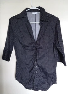 Women's New York & Company Stretch Button Up shirt polka dot Size L - Picture 1 of 3
