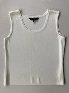 Ming Wang Knit Scoop neck Cream Ivory Tank Top Size Small S Acrylic Shell - Picture 1 of 11