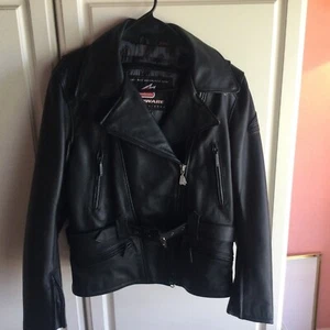 Hein Gerike Leather Motorcycle Jacket Women’s Large Black Very Good Speedware - Picture 1 of 6
