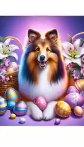 Sheltie Sable Easter Holiday Flag - Picture 1 of 3