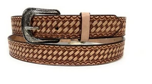 KIDS BASKET WEAVE WESTERN CASUAL LEATHER BELT, BABY TODDLER BASKET WEAVE BELT - Picture 1 of 10