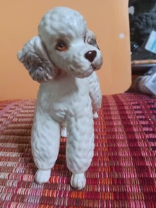 Friendly Vintage Lefton White Poodle Standing Dog #H7328 - Picture 1 of 10