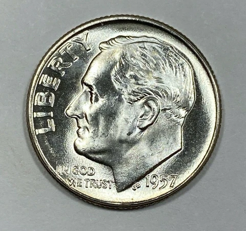 1957 Silver Roosevelt Dime Choice/Gem Uncirculated Cover