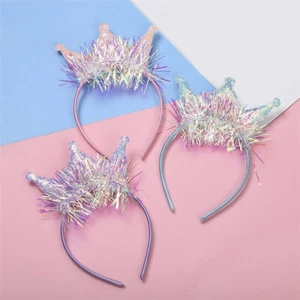 12 Light up Sequin Crown Headband Girls LED Princess Crown Hair loop Party Crown - Picture 1 of 8