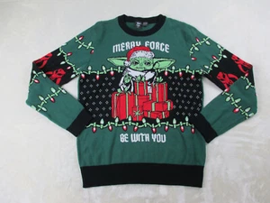 Star Wars Sweater Mens Extra Large Green Merry Force Be With You Knit Pullover - Picture 1 of 8