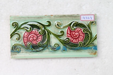 Japan antique art nouveau vintage majolica border tile c1900 Decorative NH4364 Cover