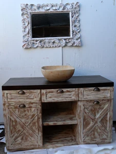 Mueble Baño O Puerta TV En Teca Madera Maciza CM 120x45x75h Adobado Con Y Cas - Imagen 1 de 6