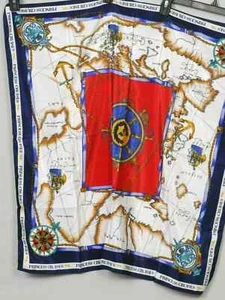 Vintage neu Prinzessin Kreuzfahrten Seidentuch blau rot Design 30"x30" - Bild 1 von 4