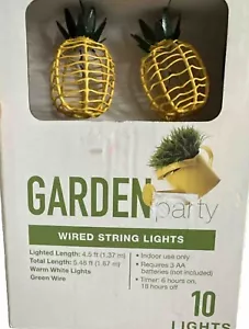 SUMMER PINEAPPLE STRING LIGHT SET 10 Lights, Battery Operated Party Beach Tropic - Picture 1 of 7