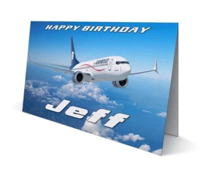 Personalised 737 Card Plane Aviation Boeing.  Any Name and Age - Picture 1 of 3
