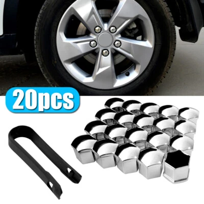 20pcs 17mm Car Wheel Nut Caps Bolt Rims Auto Hub Screw Cover Accessories Silver - Image 1 of 4