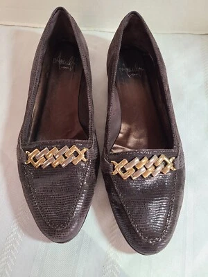 Mocasines para mujer Amalfi By Rangoni de cuero marrón talla 8 hechos en Italia hebilla dorada  Foto 1 de 4