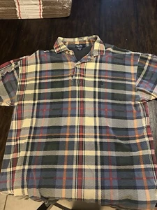 Vintage Nautica Poloshirt Herren XL gelb kariert kariert Boot bestickt 90er - Bild 1 von 6