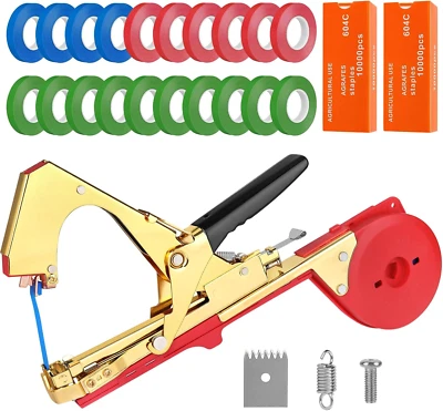 Máquina para atar plantas con 20 rollos de cinta, 2 grapas de caja, máquina cinta de jardín para Foto 1 de 4