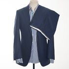 SUITSUPPLY Blue Striped Wool Flannel Suit EU46 US36