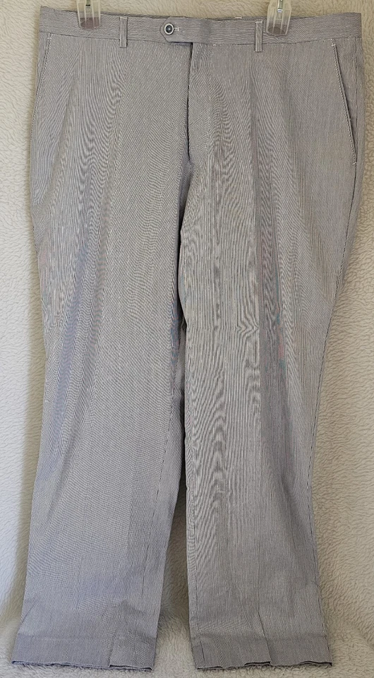 Pantalones de hombre Alan River talla 40,5 x 32,25 blanco azul a rayas Foto 1 de 4