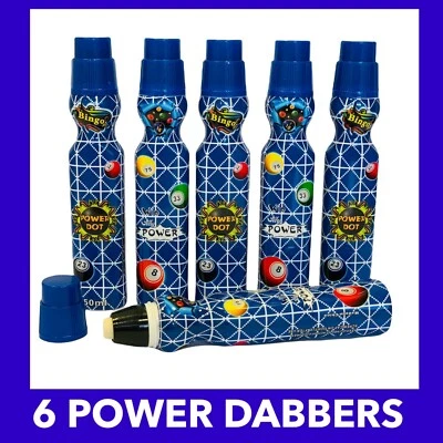 Bingo Dabber Dauber Power Dot 6 Blue Dabbers Bingo Markers for Bingo Tickets - Image 1 of 2