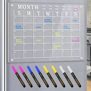 Clear Dry Erase Calendar Board 16.5x12 Inch Magnetic Acrylic Calendar for Fridge - Picture 1 of 7