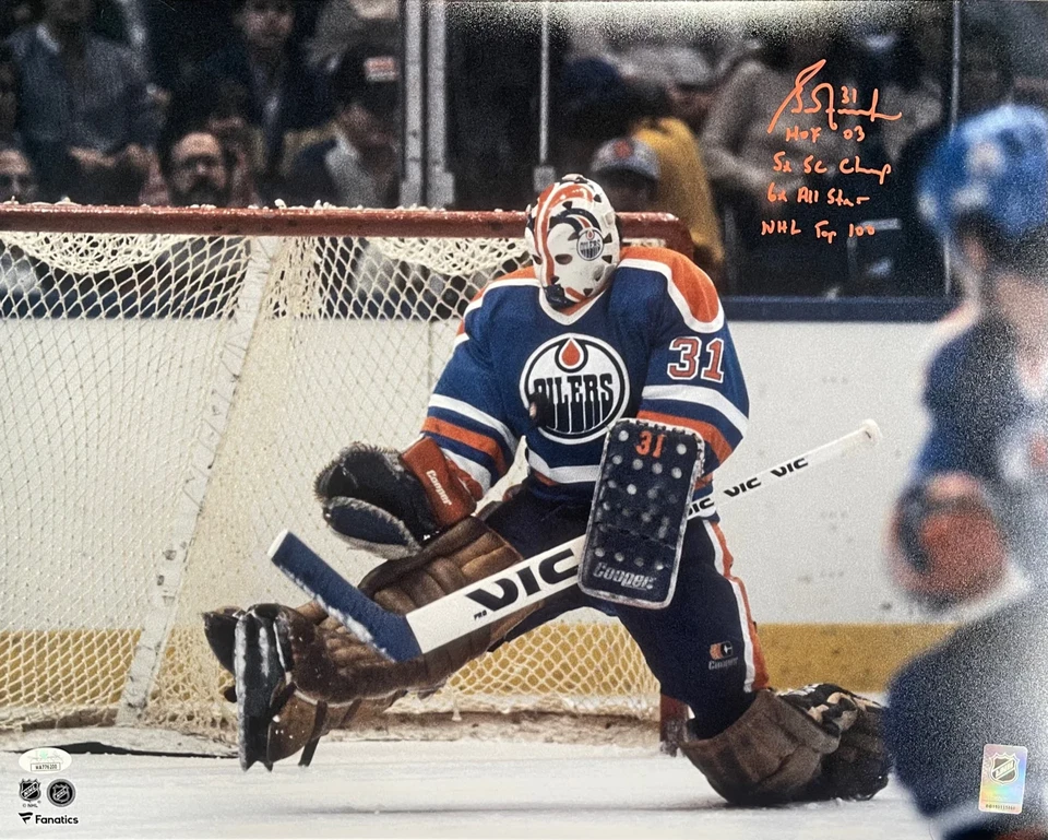 Grant Fuhr Autographed Career Stats Edmonton Oilers 16x20 Photo (JSA) - Image 1 of 1
