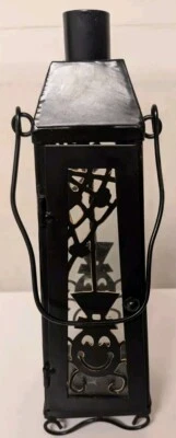 万圣节灯笼蜡烛 Votive 独立蜘蛛蜘蛛网黑色金属哥特式  — 第 1/4 张图片