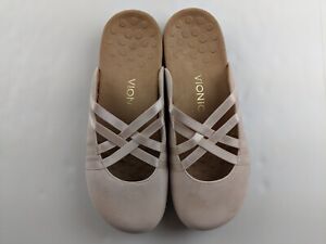 NEW Vionic Claire US 9 Pale Pink Nubuck Leather Slide Sandal Shoe Classic Casual