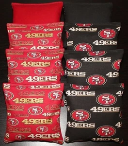 8 CORNHOLE BEANBAGS made w SAN FRANCISCO 49ERS Fabric ACA Reg Bags - Picture 1 of 1