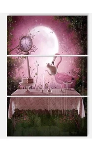 Fantasy Garden with a Flamingo - Modern Landscape Glossy Multi 28 in. wide x 36 - Picture 1 of 2