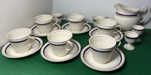 Antique Johnson Brothers Tea Set - 18 piece c1920's Blue Gold Cream Old English - Picture 1 of 19