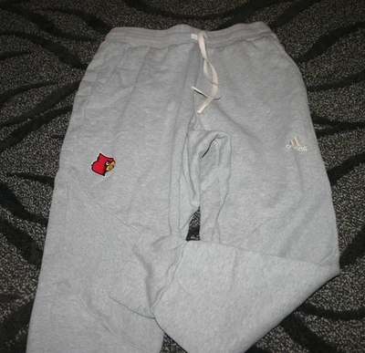 Louisville Cardinals Basketball Adidas Team Issued Gray Travel Pants Size M - Image 1 of 2