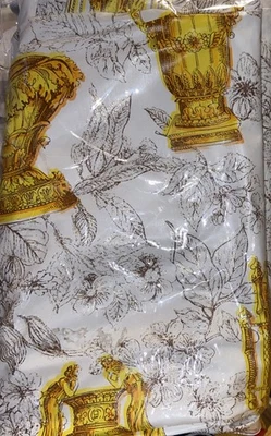 Виниловая занавеска для душа ретро греческие ангелы-херувимы золотистый блеск цветочный узор - Изображение 1 из 4