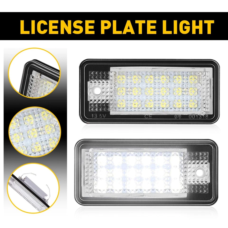 LED License Plate Replacement For Lights Audi A3 S4 A4 A6 Quattro A8 Canbus USA - Imagem 1 de 4