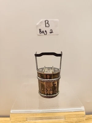 Cubo de agua de plata japonés Yamato forma salero estampado esterlina 950 Foto 1 de 4