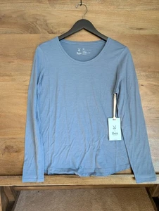 Ibex T Shirt Womens Medium Blue 24 Hour Long Sleeve Low Crew Pullover 731251 NWT - Picture 1 of 4
