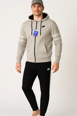 TUTA UOMO RAGAZZO FELPATA APERTA ZIP TASCHE CAPPUCCIO POLSINI LOTTO ART.217047  - Imagen 1 de 4