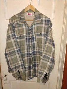 Wrangler Sherpa Lined Heavy Weight Flannel Shirt Olive Green Size Men’s xl - Bild 1 von 5