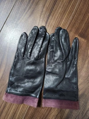 GIVENCHY Negro Marrón Guantes Mujer Invierno Artículo Auténtico Marca Logo Ta... - Imagen 1 de 2