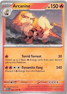 Arcanine Uncommon Normal SV: Scarlet & Violet 151 059/165 NM - Picture 1 of 2