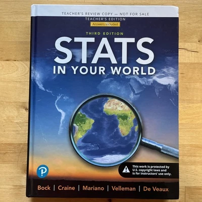 Stats - In Your World | 3rd Edition | Teacher’s Edition | 3e, Bock, Craine— GOOD - Image 1 of 4