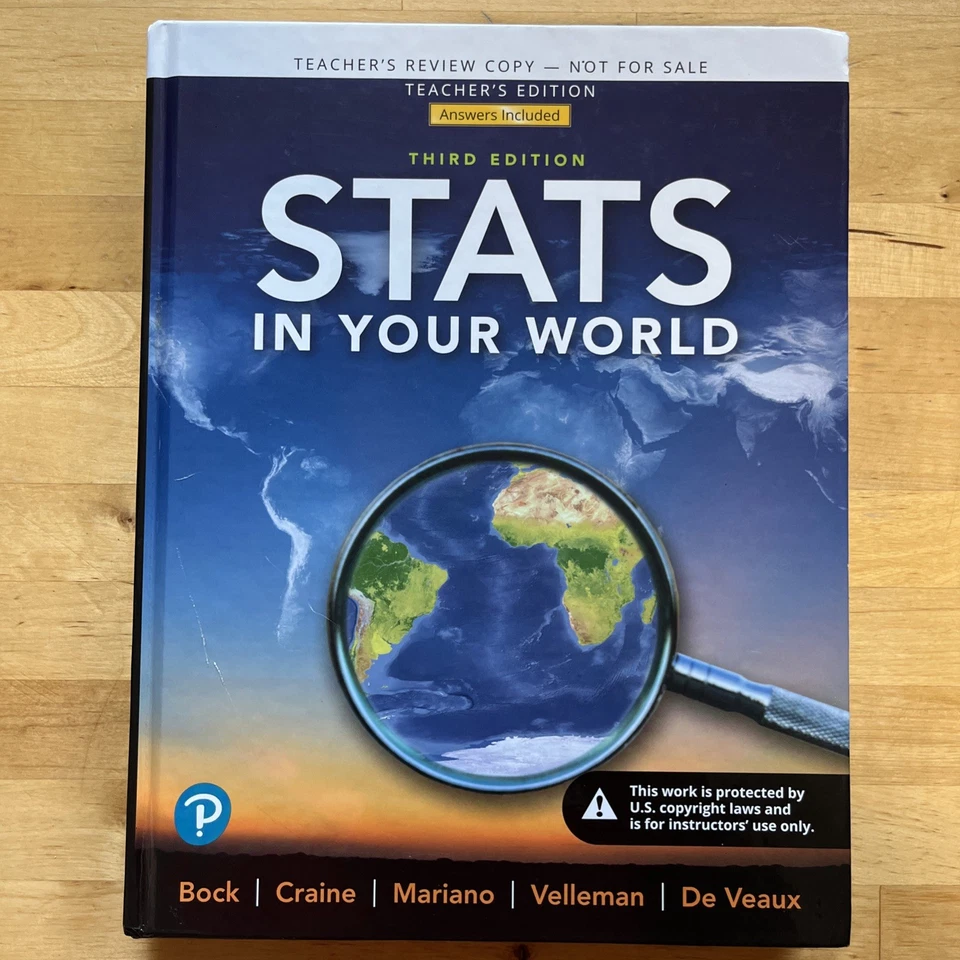 Stats - In Your World | 3rd Edition | Teacher’s Edition | 3e, Bock, Craine— GOOD - Image 1 of 4