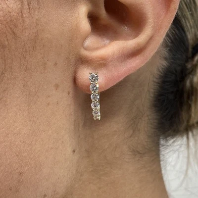 Diamond Earrings Round 1.11 Ct E-F VS1 Lab Created 14k Yellow Gold - Image 1 of 4