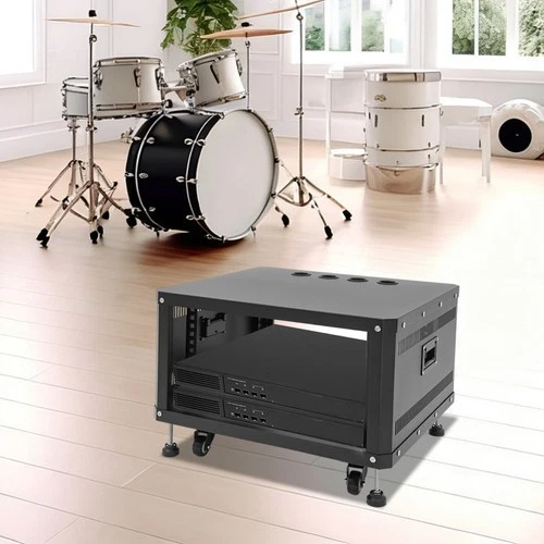 6U Stereo&Studio Rack w/ 4 Wheels, Rolling Network Cabinet Open Frame Rack - Image 1 of 4