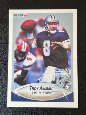 Tarjeta de fútbol americano Fleer 1990 Troy Aikman #384 Dallas Cowboys 90 ¡como nueva novato radiocontrol! Foto 1 de 3