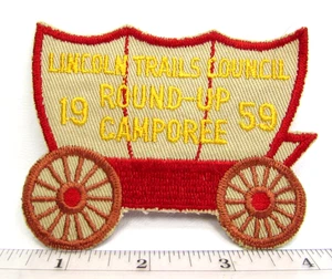 Vintage 1959 Lincoln Trails Council Round-Up Camporee Patch Wagon Decatur IL BSA - Bild 1 von 3