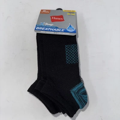 Hanes Women’s Socks No Show Black Multi Color 6 Pack Large Size 8-12 Cool  - Image 1 of 4