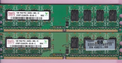2GB 2x1GB PC2-6400 DDR2-800 HYNIX HYMP112U64CP8-S6 AB-C MEMORY KIT HP 404574-888 - Image 1 of 4